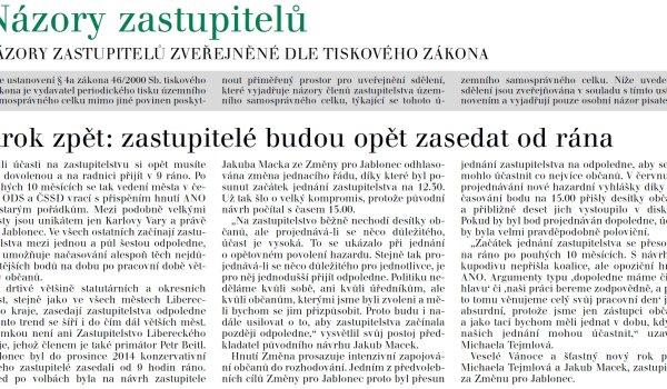 Krok zpět: zastupitelé budou opět zasedat od rána