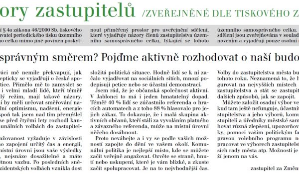 Jdeme správným směrem? Pojďme aktivně rozhodovat o naší budoucnosti
