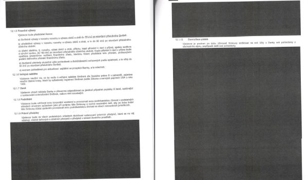 Začerněné informace z "poskytnuté" smlouvy